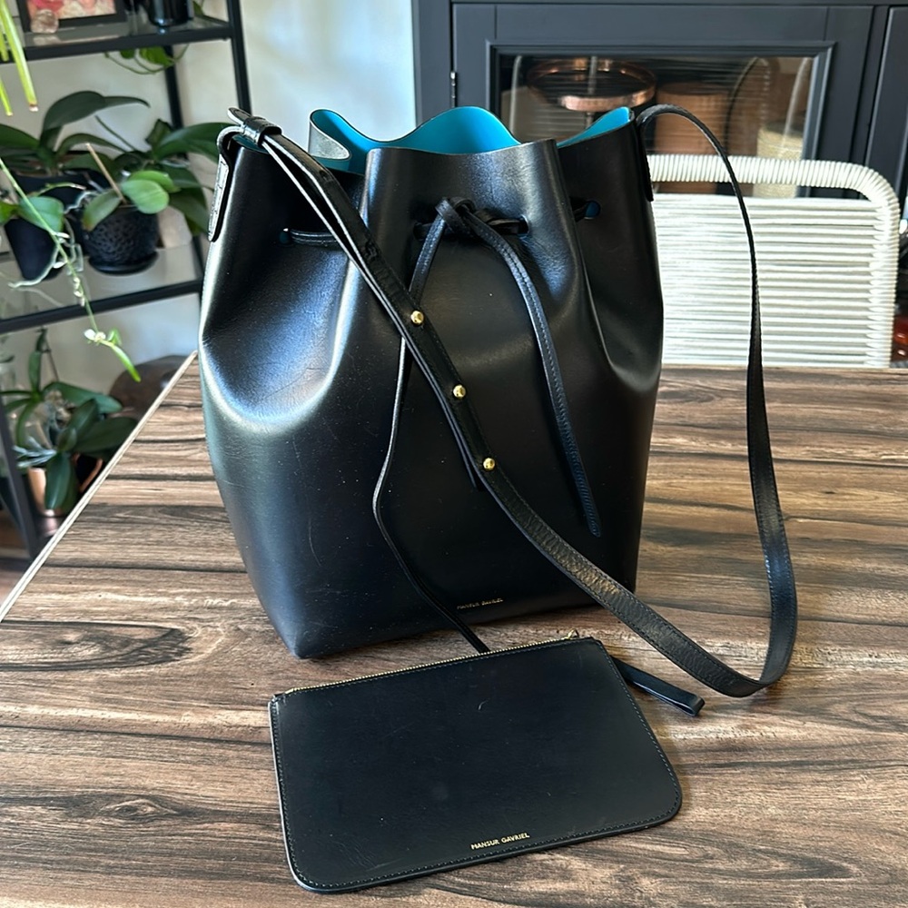Mansur Gavriel Black and Blue Shoulder Bag